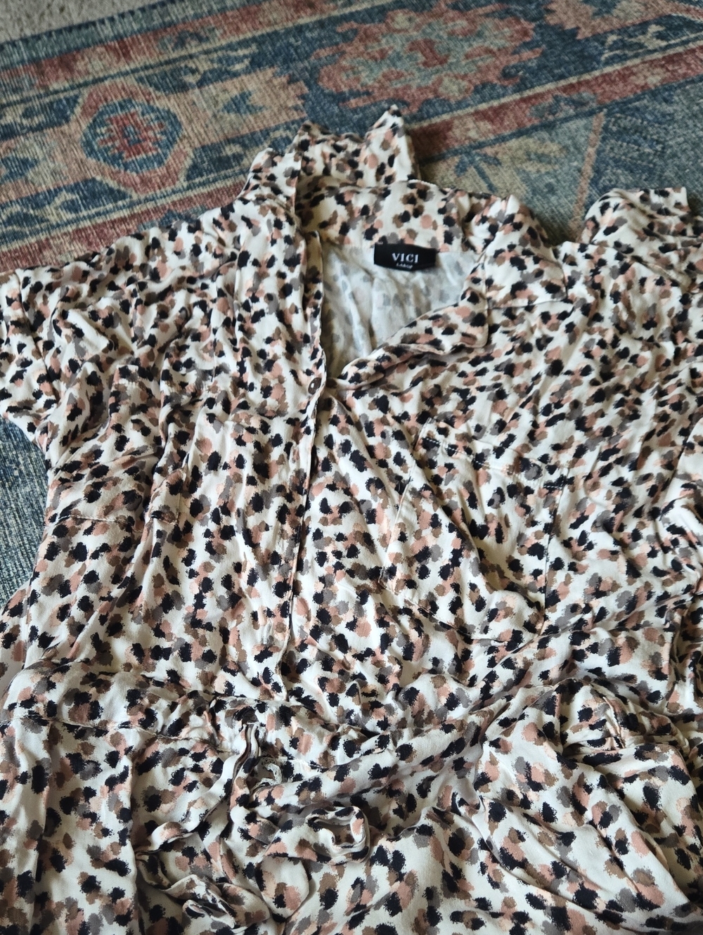 VICI Beige and Black Leopard Print Romper
